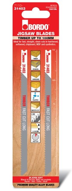 BORDO JIG SAW HCS UNIV. SHNK STRAIGHT CUT 132MM TIMBER 2 PK 